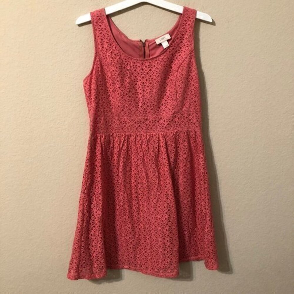 Loft Dress Pink Lace Sleeveless Trendy Cottagecore